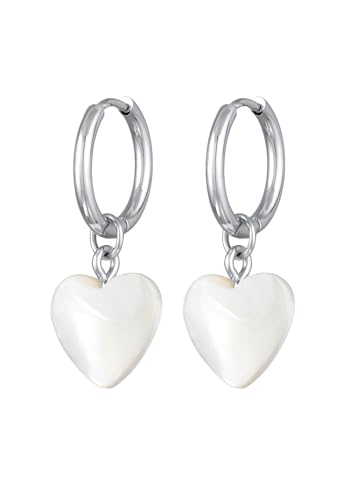 Elli Ohrringe Damen Creolen Herz Anhänger Goldfarben mit Muscheln von Elli