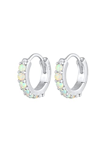 Elli Ohrringe Damen Creolen Klassisch Elegant mit synthetischem Opal in 925 Sterling Silber von Elli