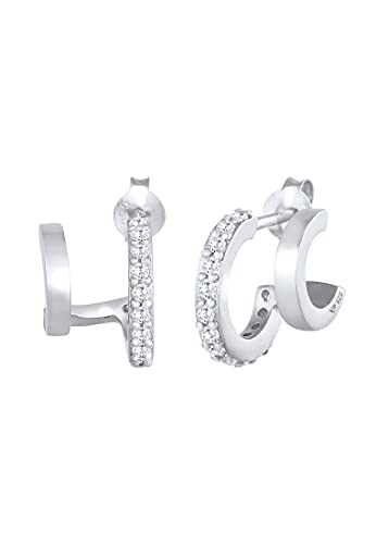 Elli Ohrringe Damen Creolen Ohrstecker Doppel Trend mit Zirkonia in 925 Sterling Silber von Elli