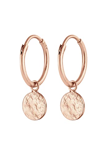 Elli Ohrringe Damen Creolen Plättchen Coin Anhänger Organic in 925 Sterling Silber von Elli