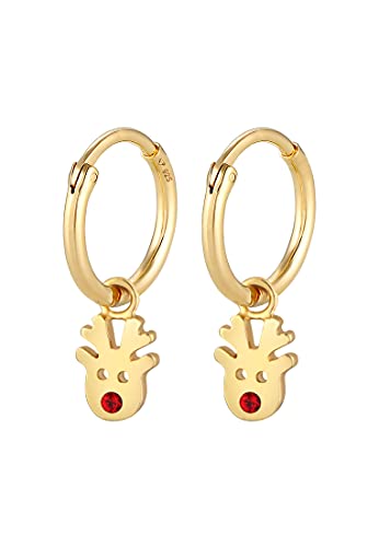 Elli Ohrringe Damen Creolen Rentier Anhänger Weihnachten mit Kristall in 925 Sterling Silber von Elli