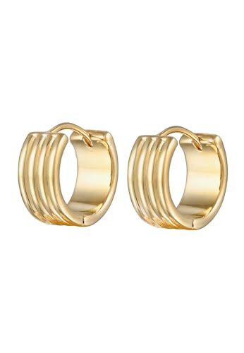 Elli Ohrringe Damen Creolen Rillen Struktur Chunky Goldfarben von Elli