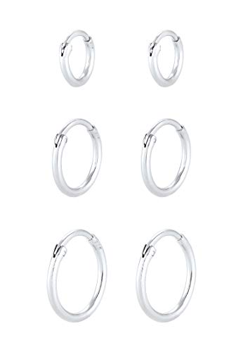 Elli Ohrringe Damen Creolen Set Trio Basic Must-Have Trend in 925 Sterling Silber von Elli