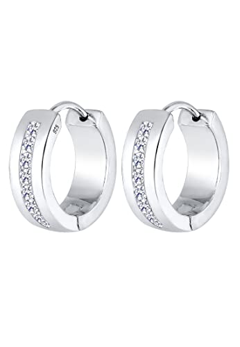 Elli Ohrringe Damen Creolen mit Zirkonia Steinen Basic Glamour Elegant in 925 Sterling Silber von Elli