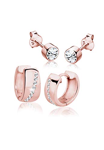 Elli Ohrringe Damen Creolen und Stecker Set Edel mit Kristalle aus 925 Sterling Silber von Elli