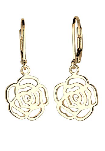 Elli Ohrringe Damen Cut-Out Rose in 925 Sterling Silber vergoldet von Elli