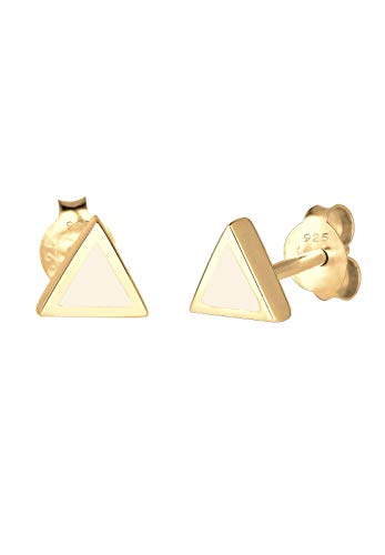 Elli Ohrringe Damen Dreieck Geo Basic Trend Emaille in 925 Sterling Silber vergoldet von Elli