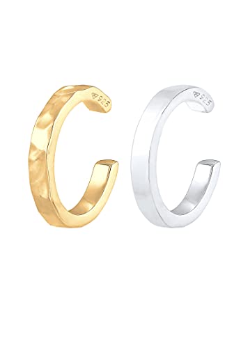 Elli Ohrringe Damen Earcuff 2er Set Organic Look Minimal Basic Verstellbar in 925 Sterling Silber von Elli