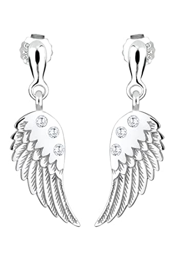 Elli Ohrringe Damen Engelflügel Anhänger Modern mit Zirkonia Kristallen aus 925 Sterling Silber von Elli