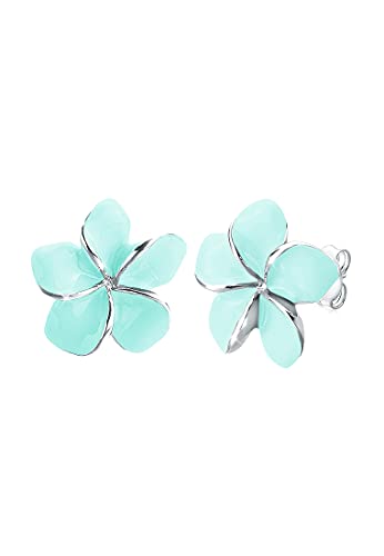 Elli Ohrringe Damen Frangipani Blüte Mint Emaille in 925 Sterling Silber von Elli