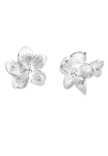 Elli Ohrringe Damen Frangipani Blüte mit Kristalle Blume in 925 Sterling Silber von Elli