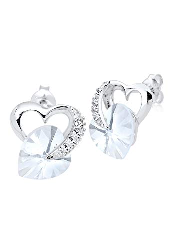 Elli Ohrringe Damen Ohrstecker Herz Liebe mit Kristallen in 925 Sterling Silber von Elli