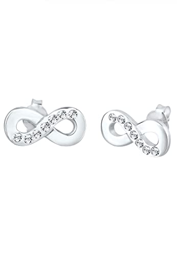 Elli Ohrringe Damen Infinity Unendlichkeit Motiv Schlicht mit Kristalle 925 Sterling Silber von Elli