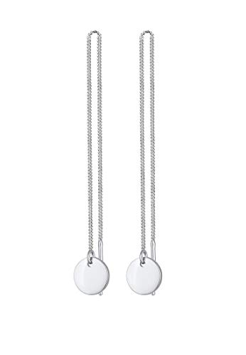Elli Ohrringe Damen Ohhänger Plättchen Kreis Durchziehen Trend in 925 Sterling Silber Vergoldet von Elli