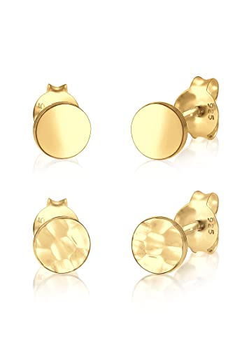 Elli Ohrringe Damen Ohrstecker 2er Set Gehämmert Glänzend in 925 Sterling Silber von Elli