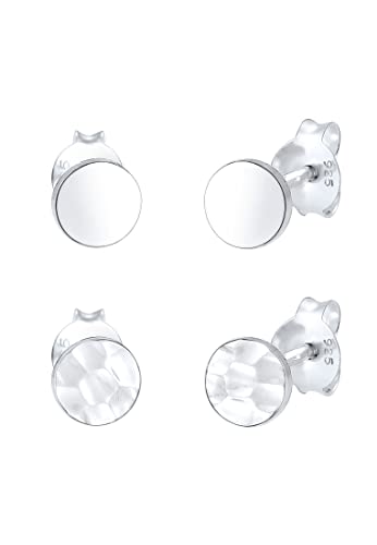 Elli Ohrringe Damen Ohrstecker 2er Set Gehämmert Glänzend in 925 Sterling Silber von Elli