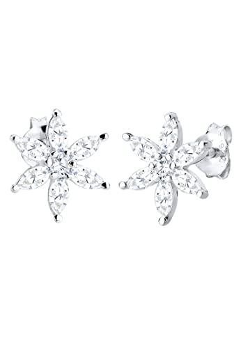 Elli Ohrringe Damen Ohrstecker Blumen floral mit Zirkonia Kristallen in 925 Sterling Silber von Elli