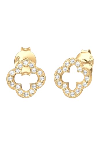 Elli Ohrringe Damen Ohrstecker Kleeblatt Glücksbringer mit Zirkonia in 925 Sterling Silber von Elli