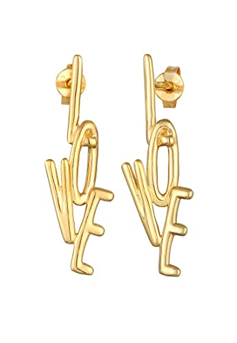 Elli Ohrringe Damen Ohrstecker Love Liebe in 925 Sterling Silber vergoldet von Elli