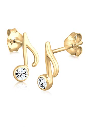 Elli Ohrringe Damen Ohrstecker Note Musik mit Kristall in 925 Sterling Silber von Elli