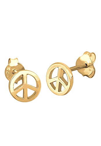 Elli Ohrringe Damen Ohrstecker Peace Symbol Trend in 925 Sterling Silber vergoldet von Elli