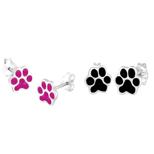 Elli Ohrringe Damen Ohrstecker Pfoten Hund Katze mit Kristallen in 925 Sterling Silber & Ohrringe Damen Ohrstecker Pfoten Tier Hund Katze Filigran mit Emaille in 925 Sterling Silber von Elli