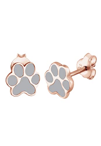 Elli Ohrringe Damen Ohrstecker Pfoten Tier Hund Katze Filigran mit Emaille in 925 Sterling Silber von Elli