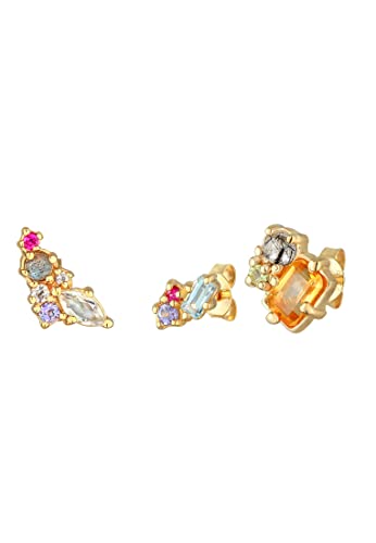 Elli Ohrringe Damen Ohrstecker Set Bunt mit Labradorit, Topas, Mondstein in 925 Sterling Silber von Elli