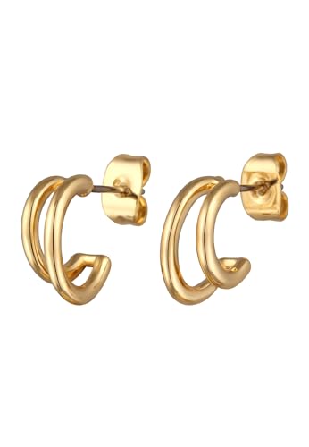 Elli Ohrringe Damen Ohrstecker Zweireihig Basic Goldfarben von Elli