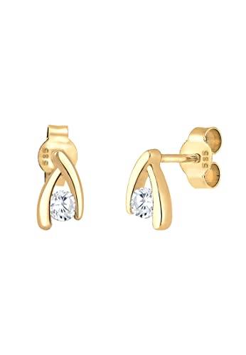 Elli PREMIUM Ohrringe Damen Ohrstecker mit Zirkonia Steinen Hochwertig Funkelnd Elegant in 585 Gelbgold von Elli