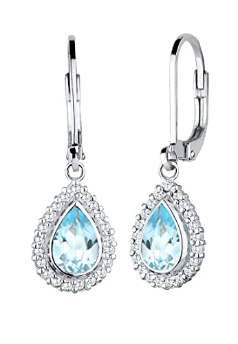 Elli Ohrringe Damen Tropfen Festlich Elegant mit Zirkonia Kristalle und Topas Edelstein Blau in 925 Sterling Silber von Elli