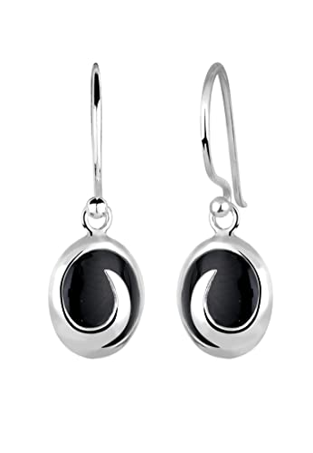 Elli Ohrringe Damen Wellen Design mit Onyx in 925 Sterling Silber von Elli