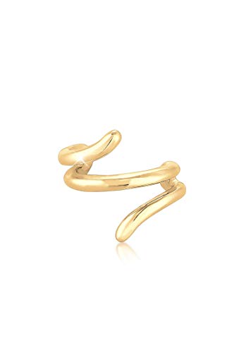 Elli Earcuff Silber 925 Vergoldet 24K Ohrmanschette Damen Ohrringe für Frauen Ohrklemme Wickelohrring Durchmesser 12mm Helix 0302221819 von Elli