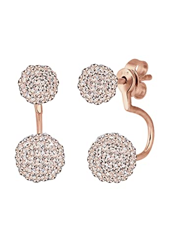 Elli Ohrringe Damen Kugel im Front-Back trend mit Kristalle in 925 Sterling Silber Rosé vergoldet von Elli