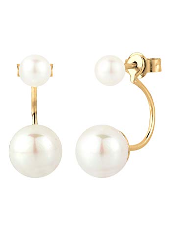 Elli Ohrringe Damen Front-Back Trend mit Süßwasserzuchtperle in 925 Sterling Silber vergoldet von Elli