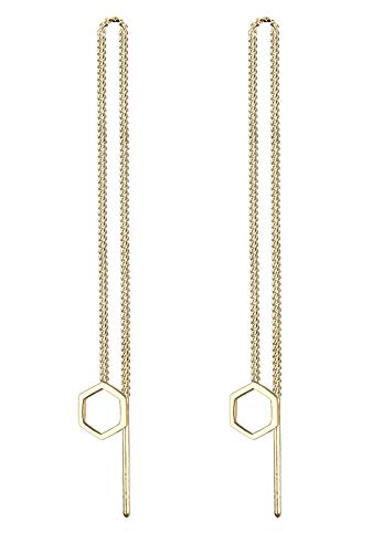 Elli Ohrringe Damen Ketten Look mit Hexagon Anhänger Basic aus 925 Sterling Silber von Elli