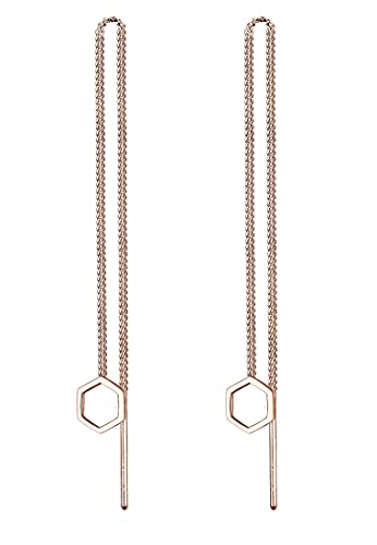 Elli Ohrringe Damen Ketten Hänger mit Hexagon im Geo Minimal Look in 925 Sterling Silber Rosé vergoldet von Elli