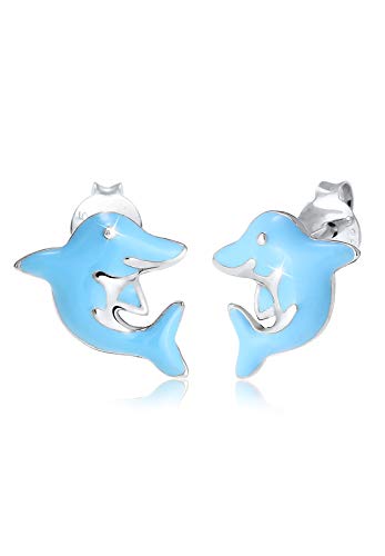 Elli Ohrringe Kinder Delfin Tier Urlaub Emaille in 925 Sterling Silber von Elli