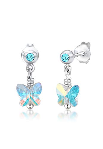 Elli Ohrringe Kinder Ohrhänger Schmetterling Anhänger Funkelnd mit Kristall in 925 Sterling Silber von Elli