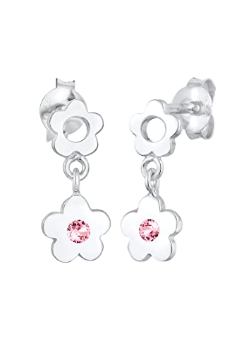 Elli Ohrringe Kinder Ohrhänger Blume mit Kristall in 925 Sterling Silber von Elli