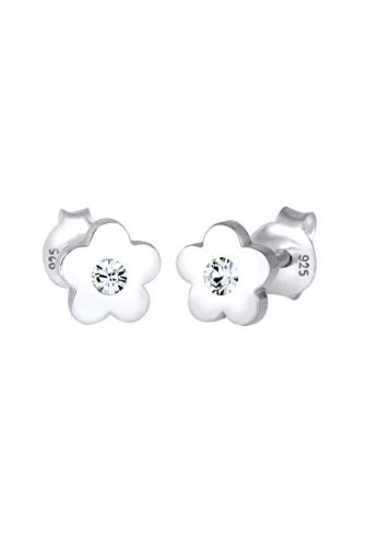 Elli Ohrringe Kinder Ohrstecker Blumen Symbol mit Kristall Rosa in 925 Sterling Silber von Elli