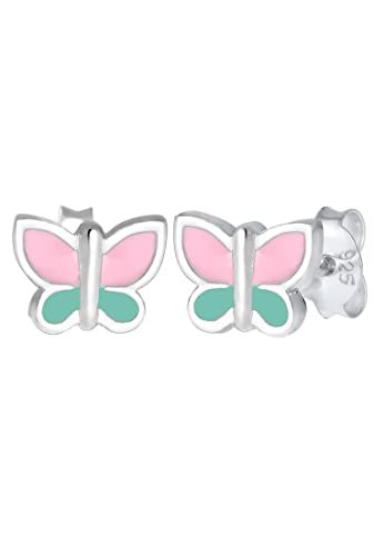 Elli Ohrringe Kinder Schmetterling Pastel Emaille in 925 Sterling Silber von Elli