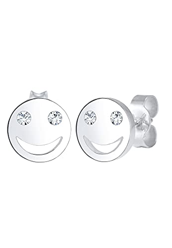Elli Ohrringe Damen Ohrstecker mit Smiling Face und Kristall in 925 Sterling Silber von Elli