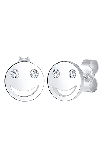 Elli Ohrringe Damen Ohrstecker Smile Face mit Kristall in 925 Sterling Silber von Elli