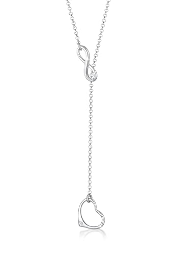 Elli DIAMONDS Halskette Damen Herz Infinity Anhänger Y-Kette Trend mit Diamant (0.02 ct.) aus 925 Sterling Silber von Elli