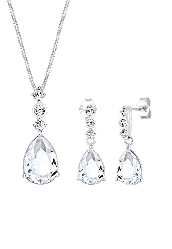 Elli Schmuckset Damen Tropfen Edel Set Ohrhänger mit Kristallen in 925 Sterling Silber von Elli