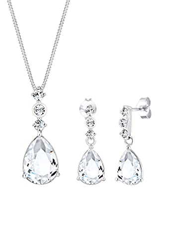 Elli PREMIUM Schmuckset Damen Tropfen Edel mit Kristallen in 925 Sterling Silber von Elli