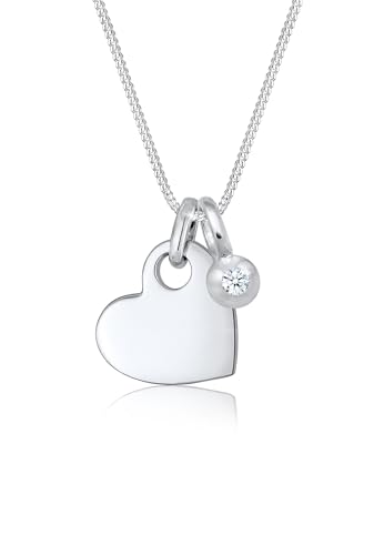 Elli PREMIUM Halskette Damen Herz Solitär mit Diamant (0.03 ct.) in 925 Sterling Silber von Elli