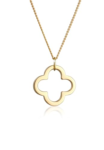 Elli PREMIUM Halskette Damen mit Anhänger Kleeblatt Glücksbringer in 585 Gelbgold von Elli