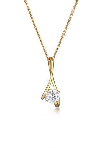 Elli PREMIUM Halskette Damen mit Zirkonia Steinen in 585 Gelbgold von Elli